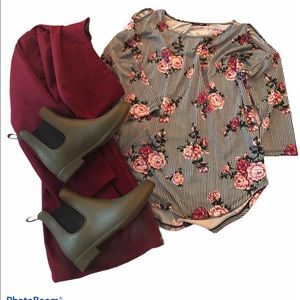 PAPERMOON floral striped cold shoulder top